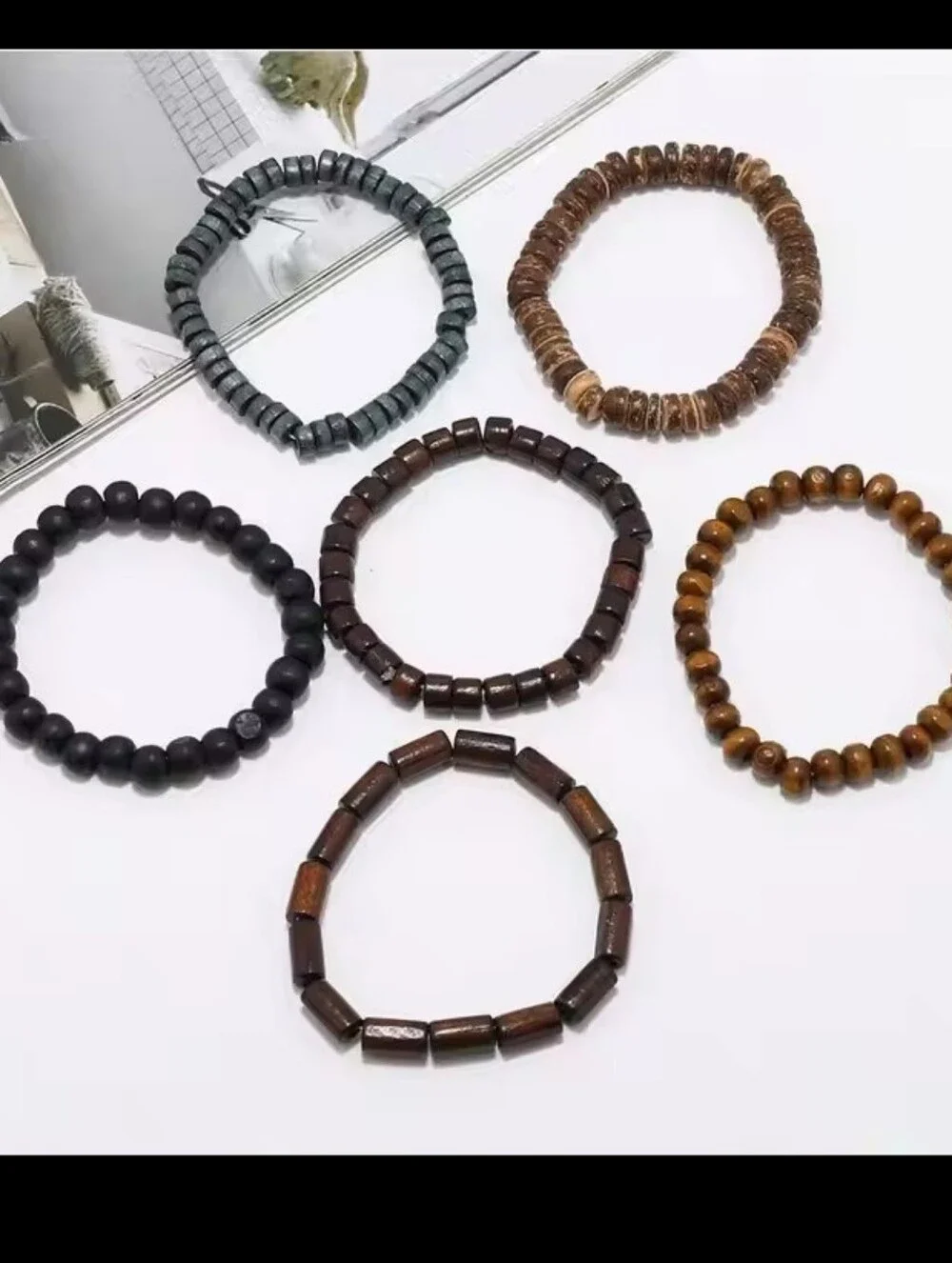 Men's‎ Beaded Bracelets Set 6pc Beads Jewelry New G11